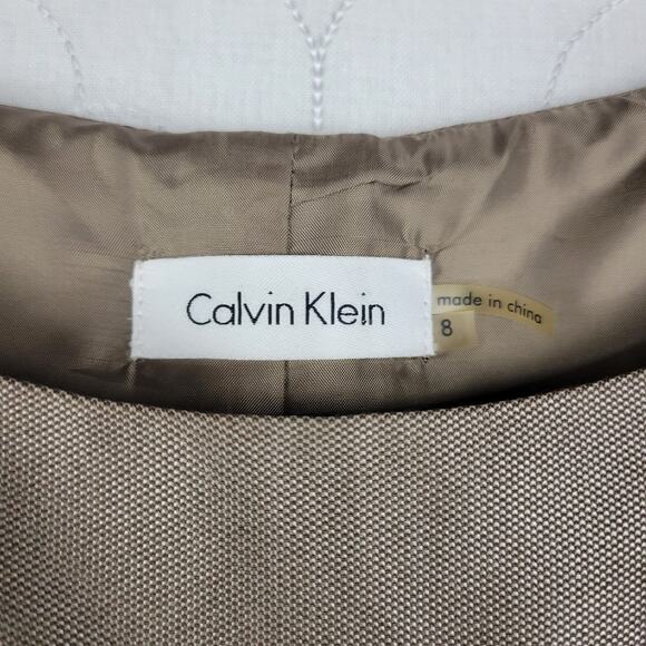 Calvin Klein Dress 8 Taupe Metallic Sleeveless Sheath Lined Career Tailored NEW - Picture 2 of 12